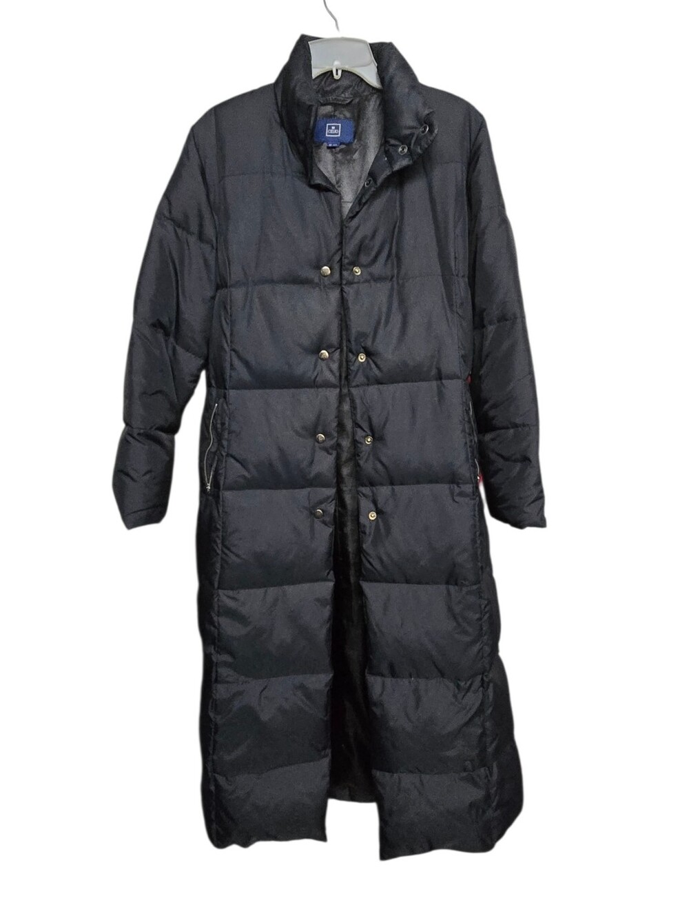 Celio Long Down Quilted Puffer Coat Sz Medium Black